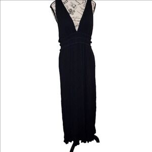 WAYF Surrey Plunging V-Neck Cutout Maxi Dress Black Size XL